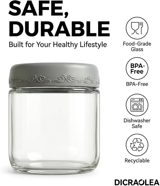 10 oz 4Pack Glass Overnight Oats Jars Containers with Airtight Leakproof Lids, Reusable Mason Jars for Meal Prep, Yogurt Parfaits, Smoothies, Salads & Healthy Breakfasts (10 OZ-4-2)