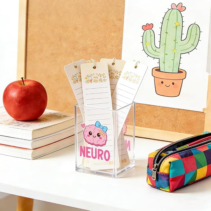Neuro Acrylic Pencil Pen Holder Cup, Neuro Nurse Makeup Brush Storage Organizer, Funny Brain Health Nurses Desk Accessories Holder Gifts for Neurology Nurse Brain Nurses Neuro Nursing Student