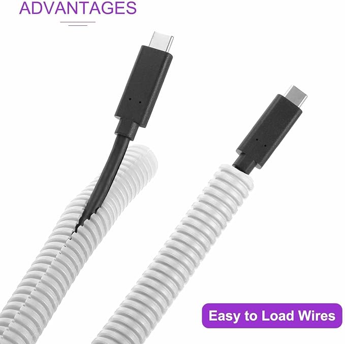 DMiotech 50ft Wire Loom Split Tubing 3/8 Inch(9.5mm) ID, Cord Protectors from Pet Flexible Conduit Cable Management for Office Home Garden, White
