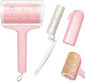Reusable Lint Roller 2 Pack, Washable Sticky Lint Roller with Cover for Pet Hair, Portable Travel Lint Remover for Clothes, Purse, Furniture, Car, Large Mini Lint Brush for Home and Travel (Pink)