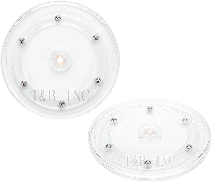 TamBee 2 Pack 6 Inch Lazy Susan Turntable Organizer, 360° Rotation White Acrylic for Spice Rack, Cake, TV, Laptop, Crafts, Kitchen, Cabinet, Pantry Decorating