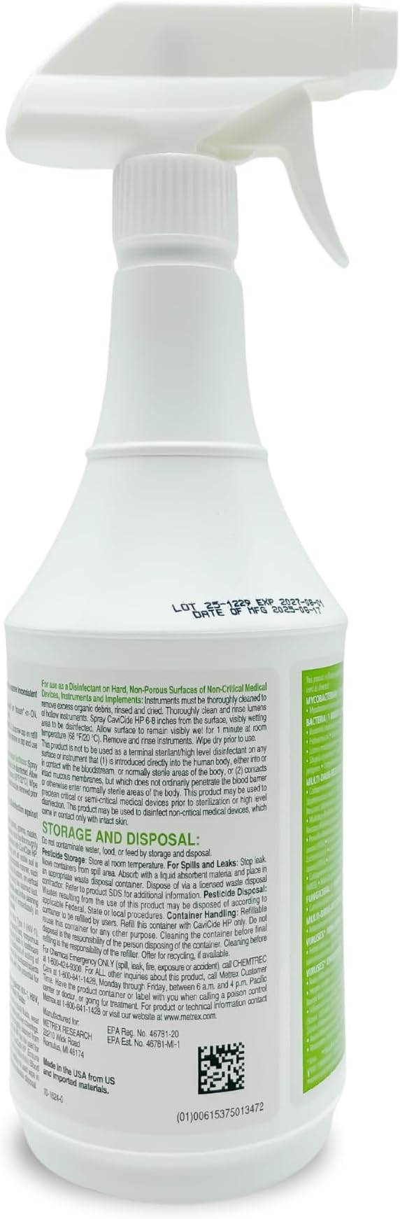 Metrex CaviCide HP Hydrogen Peroxide Disinfectant Spray – Kills Norovirus, MRSA, TB & Flu in 1 Minute – EPA-Registered Hospital-Grade for Medical, Dental & Salon – 24 fl oz, 12- Pack (Case)