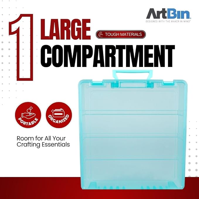 ArtBin 6955AA Super Satchel 1-Compartment Box, Art & Craft Organizer, 1-Pack, Translucent Aqua