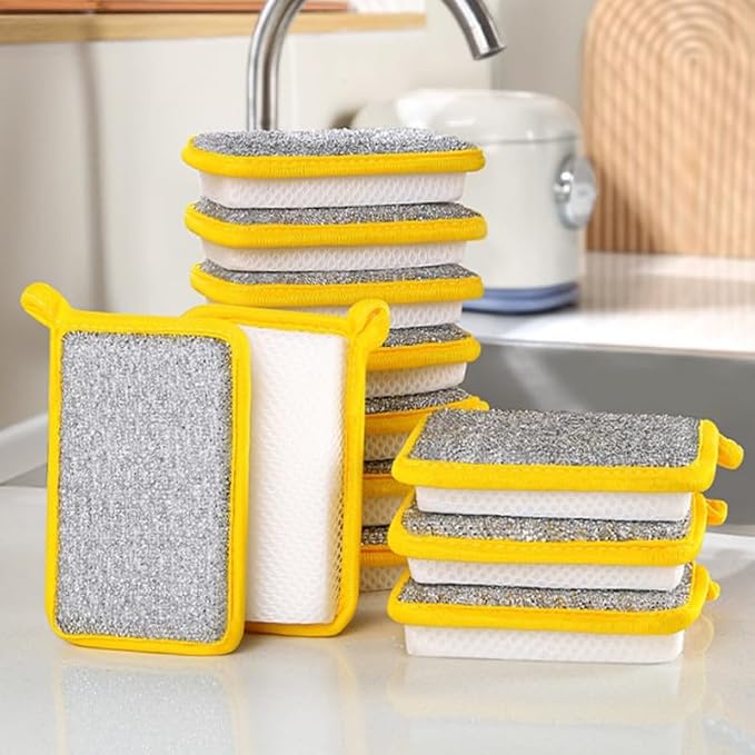 10PCS Multipurpose Dishwashing Rags, 2024 New Double Sided Sponge Kitchen Dishcloth, Multi-Purpose Absorbent Sponge Dishwashing Rags for Washing Dishes Cleaning Kitchen(3.54 * 5.31inch)