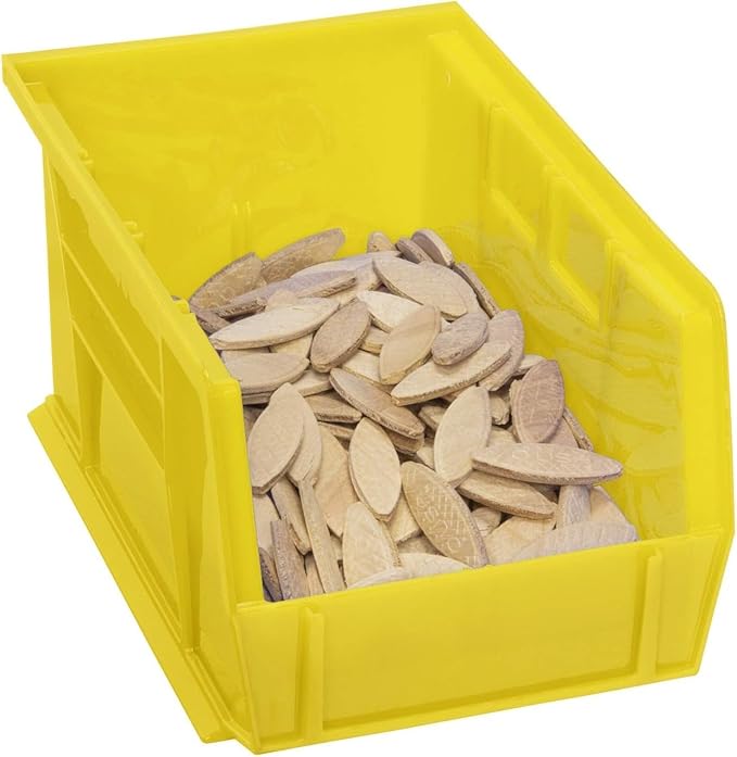 Akro-Mils 30237 AkroBins Plastic Storage Bins, Space-Saving Stackable Bins for Garage, Pantry, Craft Organization, 9" x 6" x 5", Stone, 12-Pack