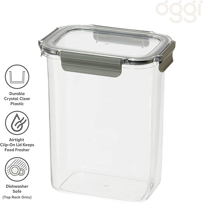 Oggi Clarity Leak-Proof Airtight Food Storage Container - Ultra clear, BPA free, Sealable Container with Lid, Ideal for kitchen storage, Kitchen Organization, Perfect Meal Prep Containers. 135oz/4lt