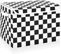 CaTaKu Large Fabric Storage Bins With Lids,Checkered Racing Flag Storage Boxes With Handles for Organizing Clothes, Collapsible Decorative Storage Cube Bins Baskets for Shelves