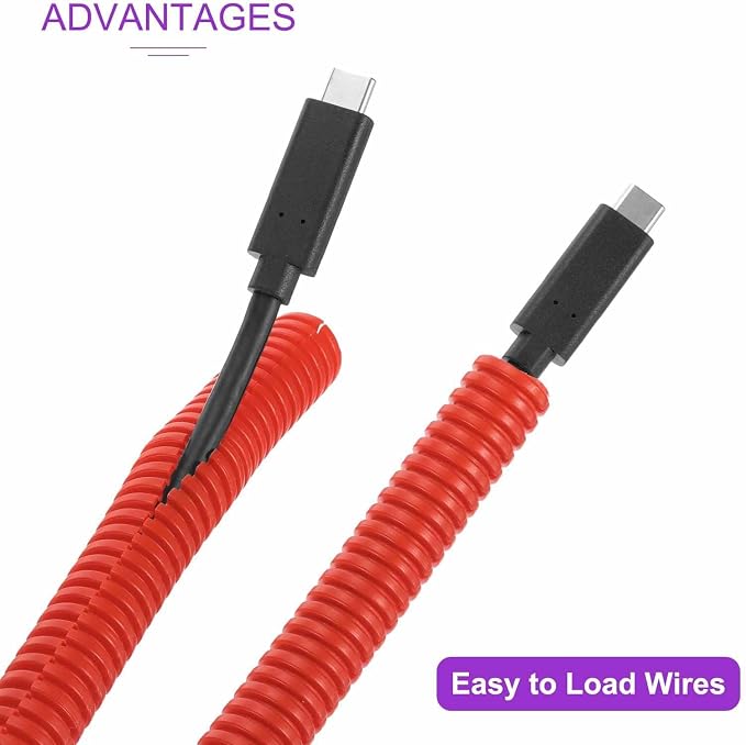 DMiotech 20ft Wire Loom Split Tubing 5/8 Inch(15.9mm) ID, Cord Protectors from Pet Flexible Conduit Cable Management for Office Home Garden, Red