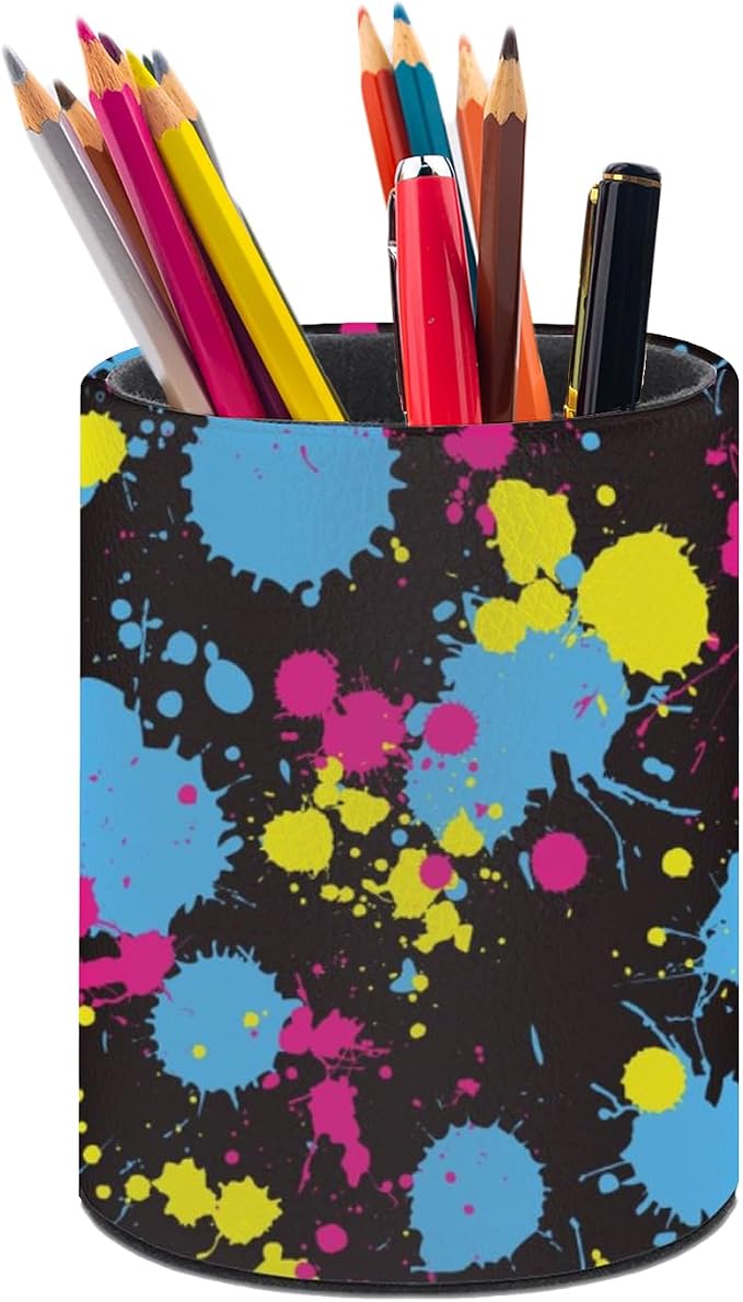 Neckties Neon Pen Holder Pencil Cup for Desk Organizer | Cute Makeup Brush Holder PU Multifunctional Office Suppliesfor Decor Home Classroom School