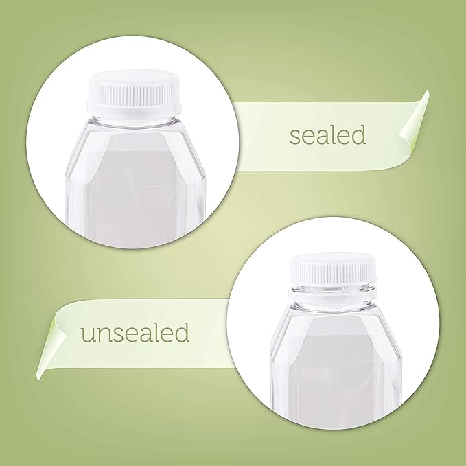 Disposable Plastic Juice Bottles-16 Oz with Lids | 48 Pack | for Water, Orange Apple Lemon Juicing, Smoothies, Milk, Reusable, BPA Free, Tamper-Proof Caps, Catering, Takeout