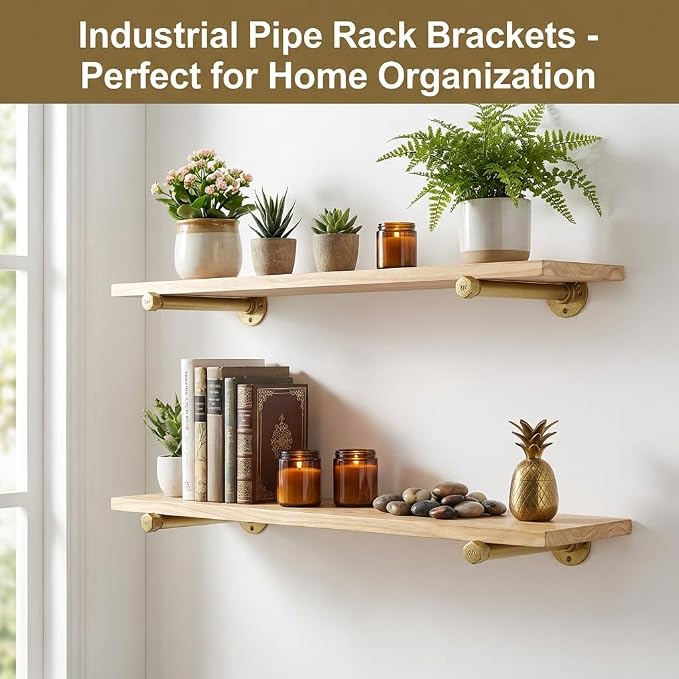 Wall Mounted Clothes Rack | Heavy Duty Industrial Pipe Clothes Rack, DIY Closet Rod & Garment Hanging Bar for Wardrobe Organization (2 Pack)