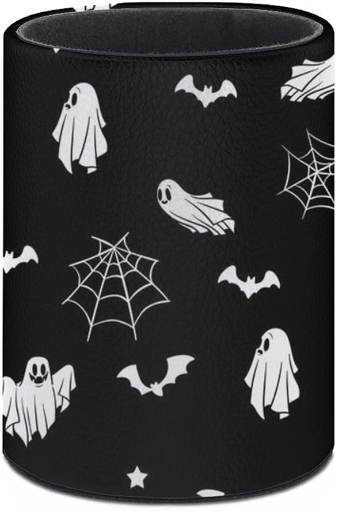 Halloween Spider Web Ghost Pen Holder Pencil Cup for Desk Organizer | Cute Makeup Brush Holder PU Multifunctional Office Suppliesfor Decor Home Classroom School