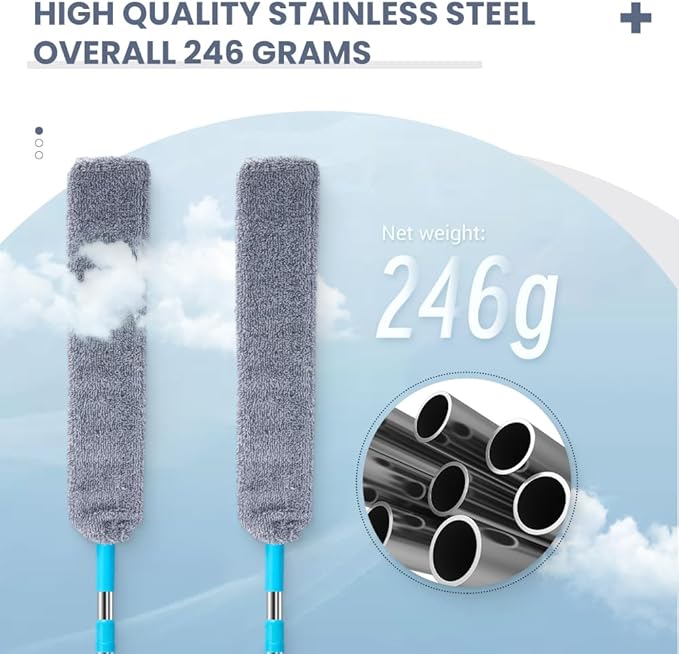 2026 Upgrade Retractable Gap Dust Clean, Extendable Duster Cleaning Tool for Hard-to-Reach Areas, Washable Dusting Brush for Ceiling Blinds Under Furniture (3)
