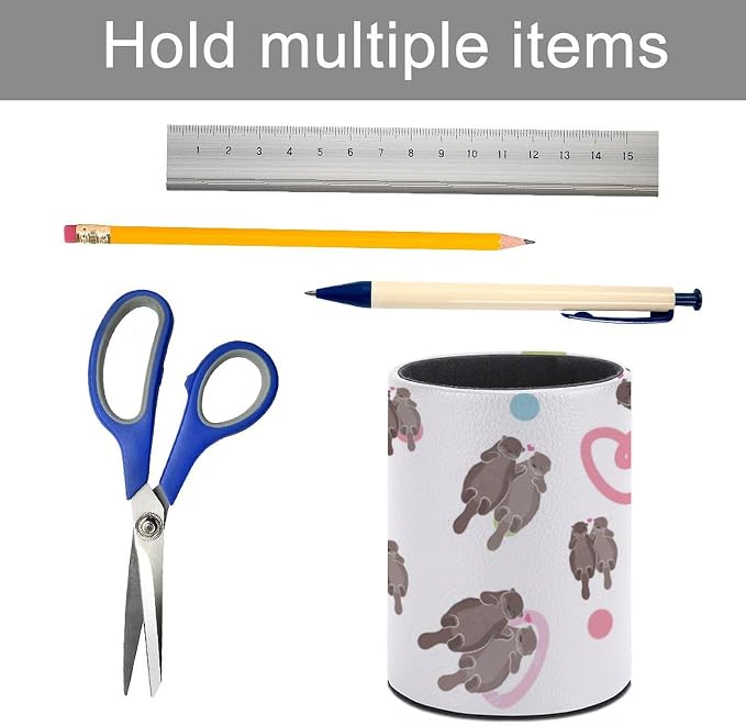 Sea Otter Pen Holder Pencil Cup for Desk Organizer | Cute Makeup Brush Holder PU Multifunctional Office Suppliesfor Decor Home Classroom School