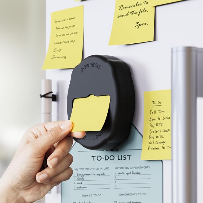 SMART&COOL Magnetic Pop-Up Note Dispenser for 3 x 3 in Pop-Up/Accordion-Style Sticky Notes, 1Pack, Black (Notes Not Included)