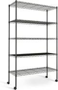Simple Deluxe Heavy Duty 5-Tier Storage Shelving Unit, 35.83" W x 13.98" D x 61.02" H, 1250 Lbs Loading Capacity, Black