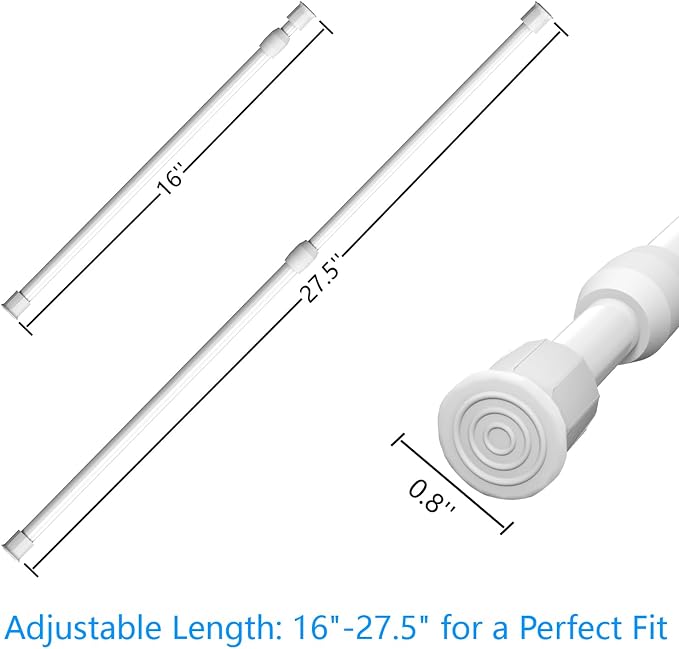 RV & Camper Adjustable Tension Rods 16"-27.5" - Essential Organizer Bars for Travel Trailers, Campers, and RVs Kitchens and Closets Must-Have, 6 Pack