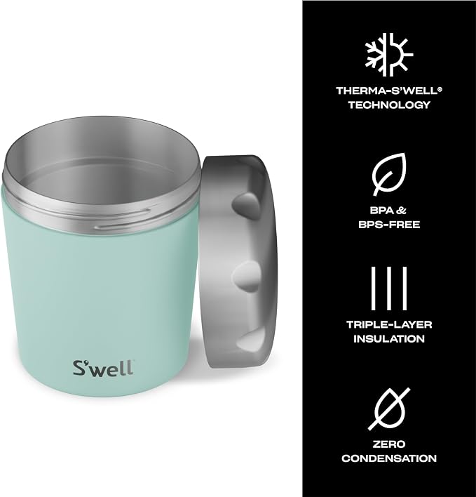 S'well Stainless Steel Ice Cream Chiller, 16oz, Mint, Triple Layered Vacuum Insulated Container Keeps Ice Cream Frozen For Up To Four Hours, BPA Free