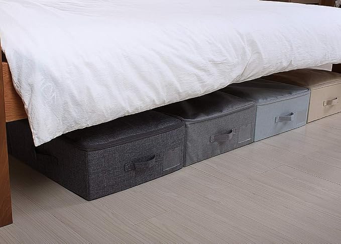 39.4" Bedroom Underbed Storage Boxes with Lid for Wedding Dress,Black Gray | 100cm Ultra Large Storage Containers for Duvets, Blankets, Clothes, Shoes, Toys, Comforters, Folding Rigid Organizer Bins