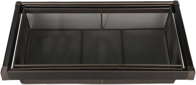 Pull Out Drawer Organizer Containers,Stackable Shelf Baskets Organizer,Aluminum Alloy Stackable Storage Bins,Save Space for Office Bathroom Bedroom(Brown,33.85-37.79in)