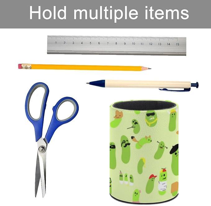 Cute Pickles Pen Holder Pencil Cup for Desk Organizer | Cute Makeup Brush Holder PU Multifunctional Office Suppliesfor Decor Home Classroom School