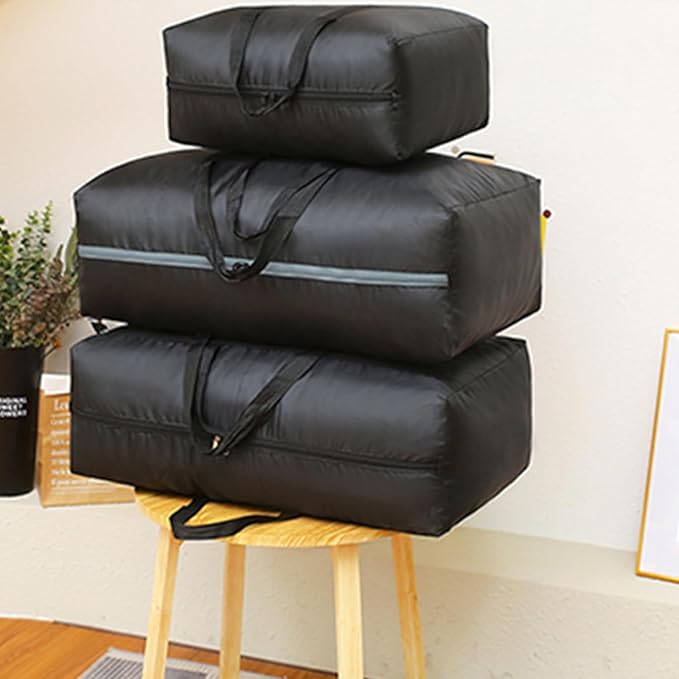 College Packing Bags Black Moving Heavy Duty 150L Waterproof Reusable Dorm Jumbo Comforter Oxford Cloth Size Storage Bags (2 Pack)