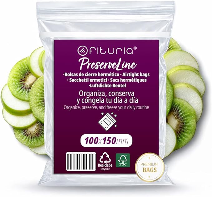 Ofituria Transparent Zip Bags 100 x 150 mm with Airtight Seal, Zip Bags for Food, Snacks, Freezing as well as Kitchen and Travel Organisation - Ofituria (200 Bags)