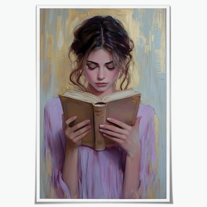 Girl Reading Book Lover Art Aesthetic Poster Canvas Wall Art Decoration Living Room Home Decor Bedroom Decoration Poster Unframed20x30inch
