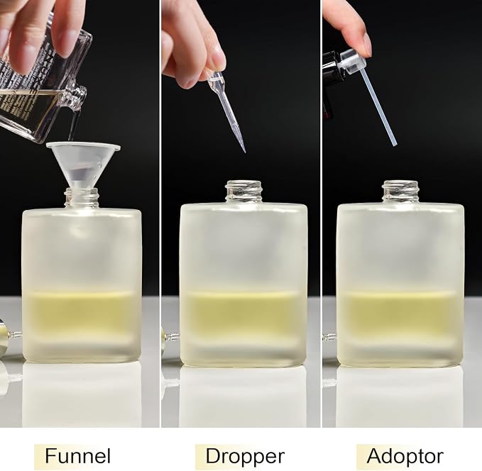 50ml/1.7 Oz Glass Spray Bottle Perfume Atomizer,Perfume Travel Refillable Spray Bottle Empty with 3 Kinds of Dispenser (B3)