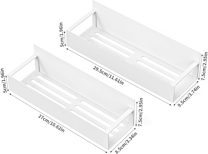 Metal 2 Pack Magnetic Spice Storage Rack Organizer for Refrigerator and Oven, Fridge Organizers and Storage White