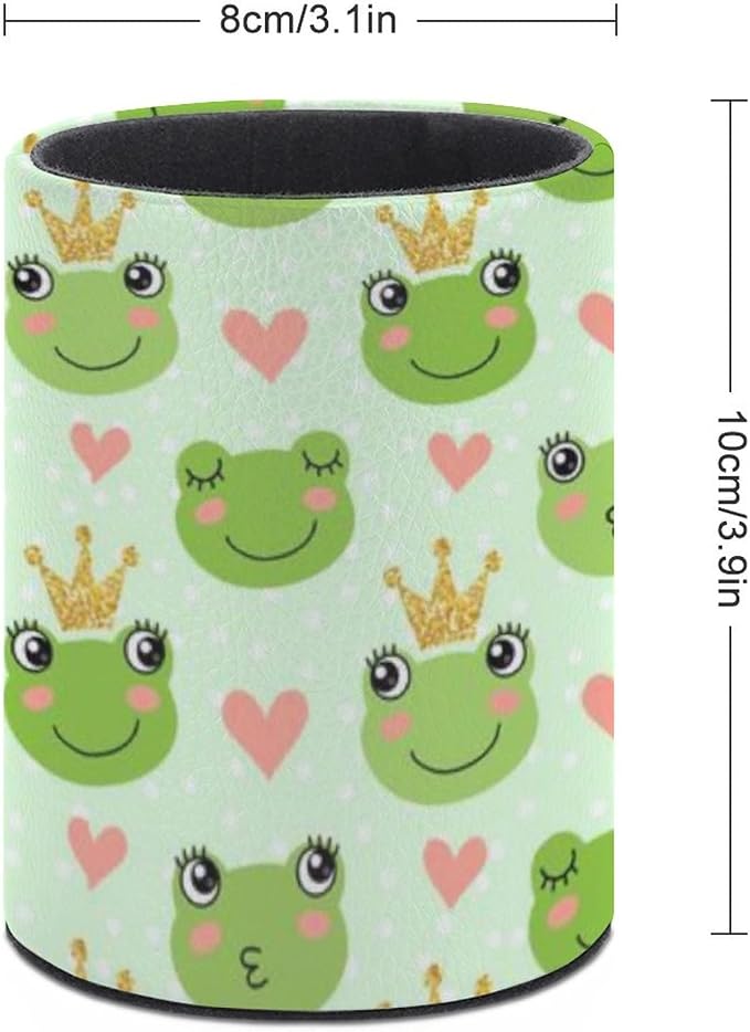 Cute Frogs Pen Holder Pencil Cup for Desk Organizer | Cute Makeup Brush Holder PU Multifunctional Office Suppliesfor Decor Home Classroom School