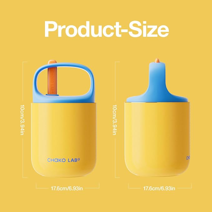 CHAKO LAB Food Jar 15 oz | Stainless Steel Vacuum Insulated for Hot Food and Cold Food | Wide Mouth Leak Proof Lunch Storage for Smoothie Bowl, Soup, Yogurt(Blue and Yellow)