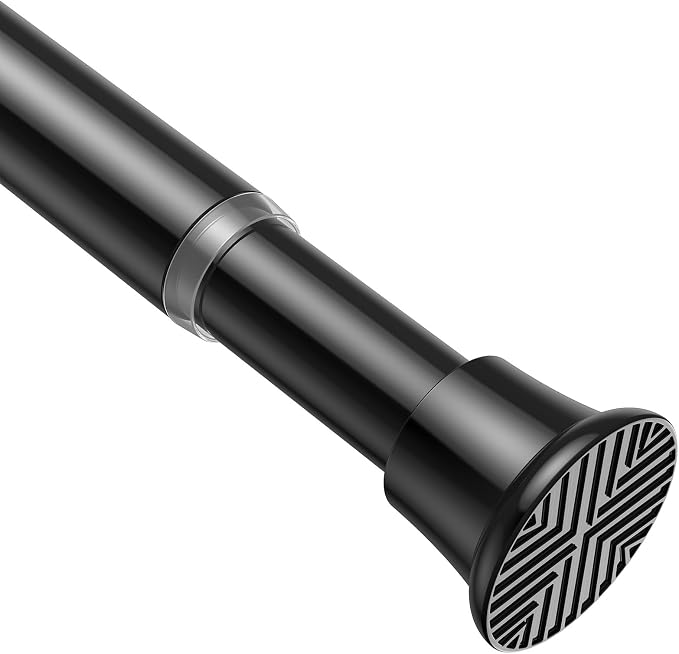 1Pcs Spring Tension Curtain Rod 24-46 Inches, Black Shower Rod | No Drilling Installation,11 lbs Max Load,7/8inch Spring Rod Diameter, Adjustable for Doorway, Closet, Kitchen,Bathroom