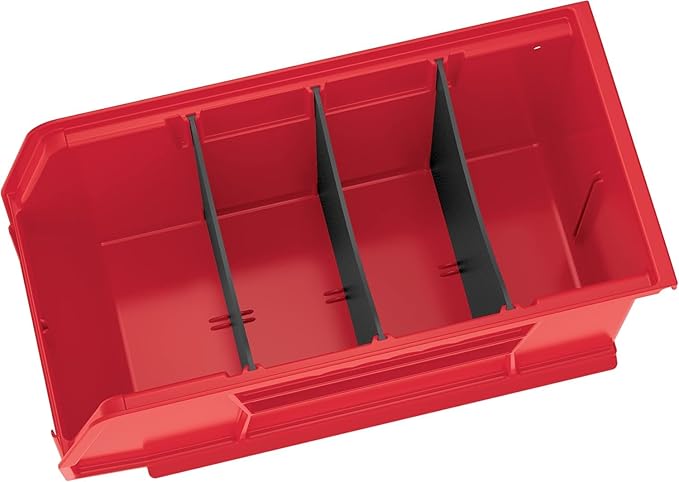 Akro-Mils 30230 AkroBins Plastic Storage Bins, Space-Saving Stackable Bins for Garage, Pantry, Craft Organization, 11" x 5" x 5", Red, 12-Pack