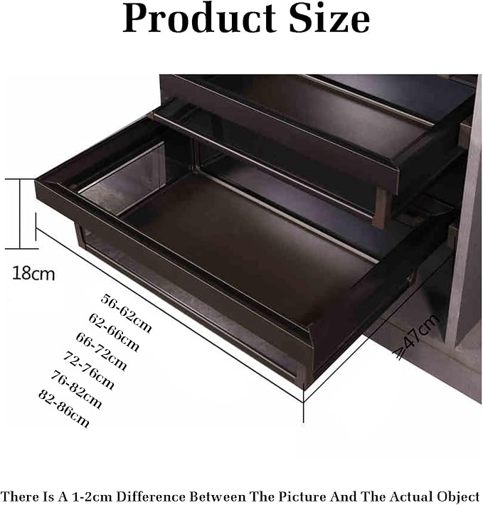 Pull Out Cabinet Storage Basket,Telescopic Coat Drawer for Kitchen,Stackable Detachable Baskets Closet Storage Box,for Kitchen Office Wardrobes Cupboard Storage(Black,47x72x18cm)