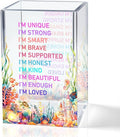 I Am Affirmation Acrylic Pencil Pen Holder Cup, Women Affirmation Desk Accessories Holder, Ocean Design Makeup Brush Storage Organizer, Back To School Birthday Gifts for Daughter Niece