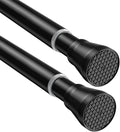 2 Pack Adjustable Tension Rods 45-77 Inch - Black | No-Drill Curtain Rods for Windows & Closets | Spring-Loaded with Non-Slip Rubber Ends | 7/8 Inch Diameter