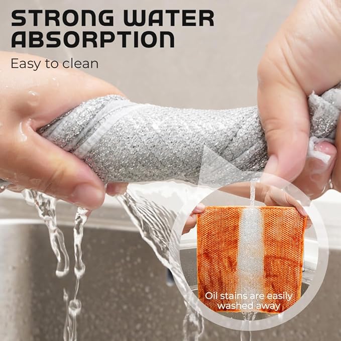 Multipurpose Wire Dishwashing Rags for Wet and Dry, New Double Layer Wire Cleaning Cloths Non Scratch Wire Dishcloth Rag, Reusable Scrubbing Pads for Washing Dishes Kitchen Supplies (10PCS)