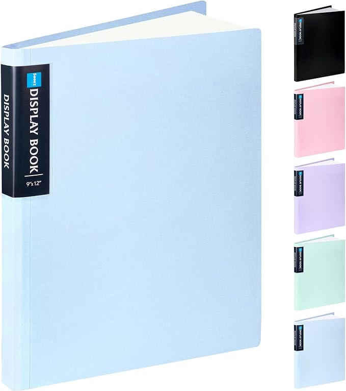 Sooez Art Portfolios 9"x12", 40 Pockets Large Portfolio Folder Display | 80 Pages,Heavy Duty Art Portfolio Folder with Clear Sheet Protectors, Presentation Book for Artwork Document Organizer Binder