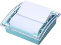 Junkin 1 Pcs Pop up Sticky Note Dispenser 3 x 3 Inch Sticky Note Holder with Transparent Top Colorful Base for School Office Home Store Desk Supplies (Dusty Blue)