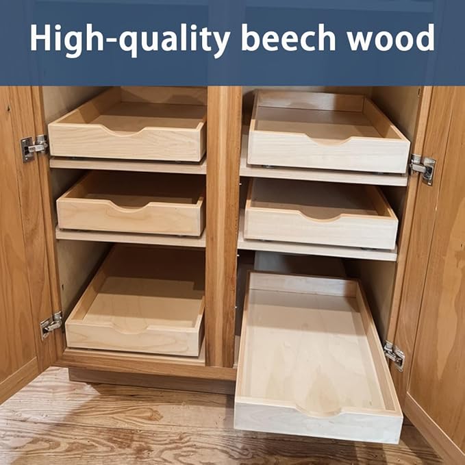 Pull Out Cabinet Drawers - 6x2 Size Options (12-23'W,18-21'D), Pre-Assembled with Soft Close Slides, Solid Beechwood, Easy Installation (23'W x 21'D)