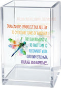 Dragonflies Symbolize Our Ability Acrylic Pen Holder Cosmetic Organizer, Funny Dragonfly Pen Pencil Holders for Desk, Desk Accessories Office Gifts for Dragonfly Lover Teacher Coworker Daughter