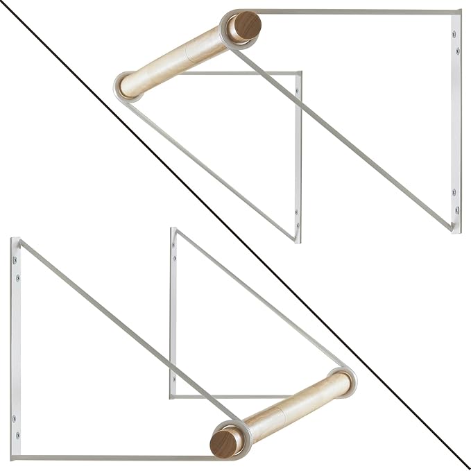 IBUYKE Wall Mounted Clothes Rack Set of 2, Wood Wall Mounted Clothes Rail, Space-Saving Hanging Closet Rod, Modern Wardrobe Coat Rack for Entrance, Wall, Door, Bathroom, Bedroom, White TYJ005W-2