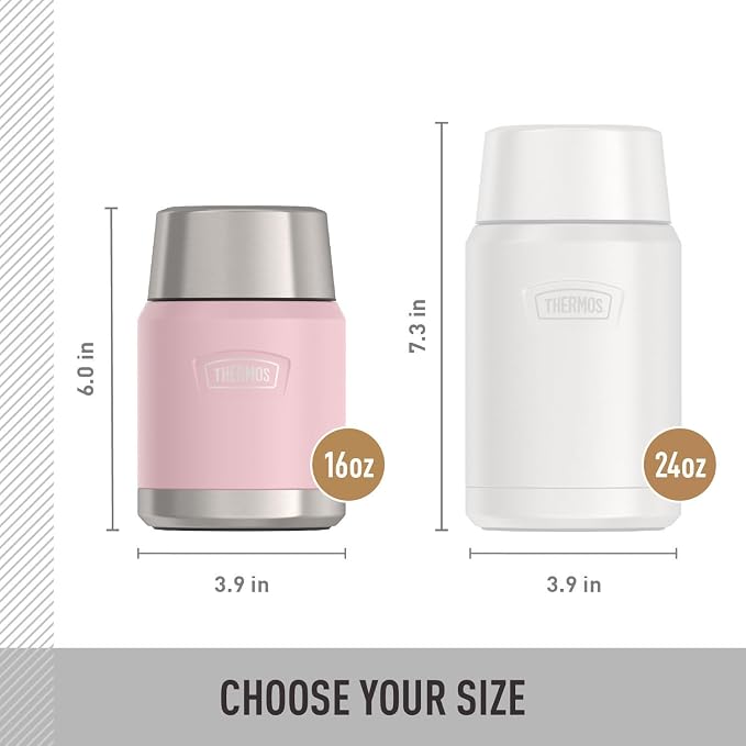 THERMOS, Stainless Steel Food Jar with Spoon, 16 Ounces, Sunset Pink