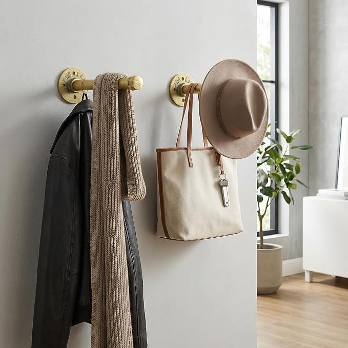Wall Mounted Clothes Rack | Heavy Duty Industrial Pipe Clothes Rack, DIY Closet Rod & Garment Hanging Bar for Wardrobe Organization (2 Pack)