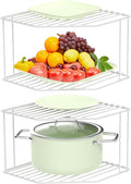 AKAZA 2Pcs 2-Tier Corner Stackable Organizer Shelf for Kitchen - Cabinet Storage Shelf Rack, Shelves，Kitchen Counter and Cabinet Shelf, Storage Rack Organizer (White)