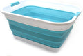 SAMMART 41L (10.8 gallon) Collapsible Plastic Laundry Basket-Foldable Pop Up Storage Container/Organizer-Portable Washing Tub-Space Saving, Water capacity: 32L (8.4 gallon) (Rectangular, Bright Blue)