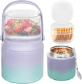 2 - in - 1 Soup Thermo for Hot Food 14oz with Snack Box Container Leak Proof Insulated Lunch Container Kids and Adults Stainless Steel Double Wall Vacuum Wide-mouth Thermal with Spoon and Handle