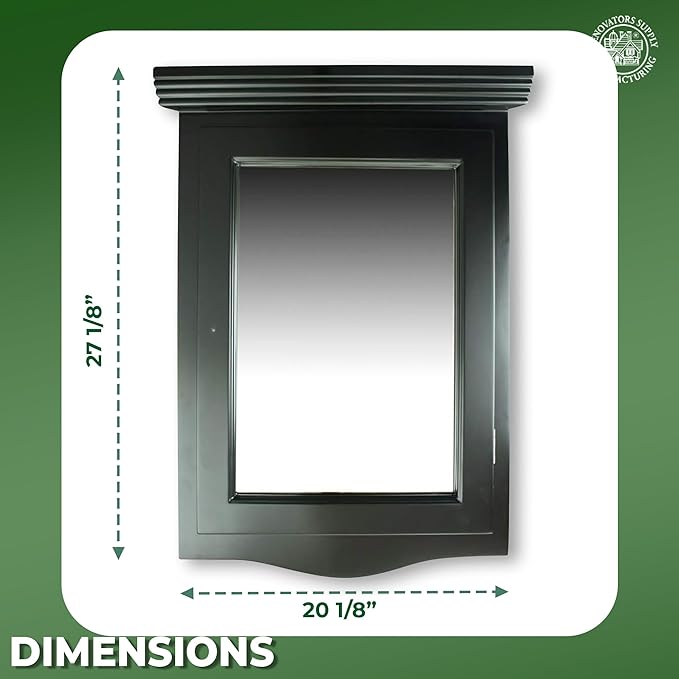 Renovators Supply Manufacturing Black Medicine Cabinets 27 1/8 in. X 20 1/8 in. Wooden Corner Bathroom Wall Medicine Cabinet with Recessed Mirror and Mounting Hardware