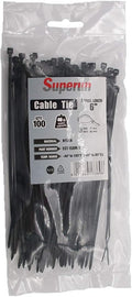 Superun Black Zip Ties 6 Inch 40 Lbs UV resistant Cable Ties 100 Pack | Self-locking,Width 0.14",Max Bundle Diameter 1.37",Industrial Grade,fireproof,Heavy duty,For indoor and outdoor